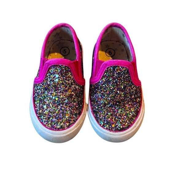 Cat & Jack Other - Cat & Jack toddler girl glitter slip on shoes loafers size 5